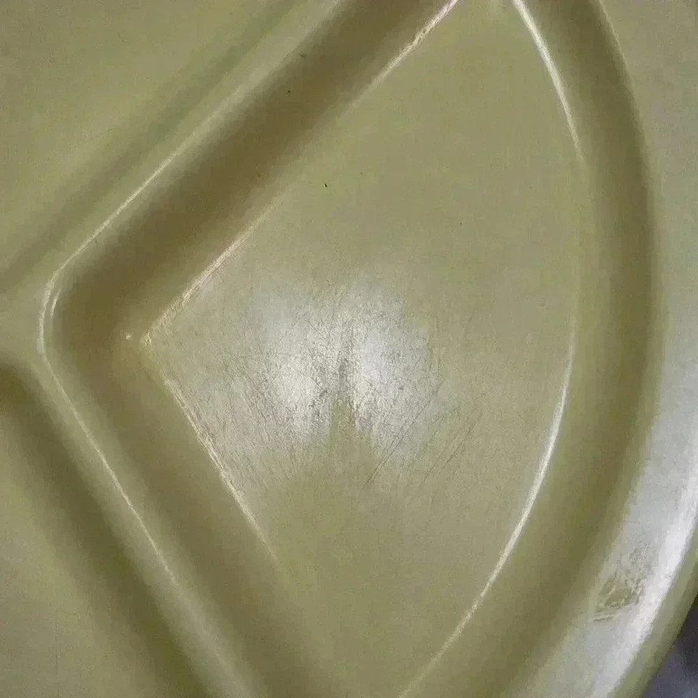 Texas Ware 2 Divided Plates Melamine Plastic Yellow Picnic Camp Kid‎ Vintage - Picture 8 of 11